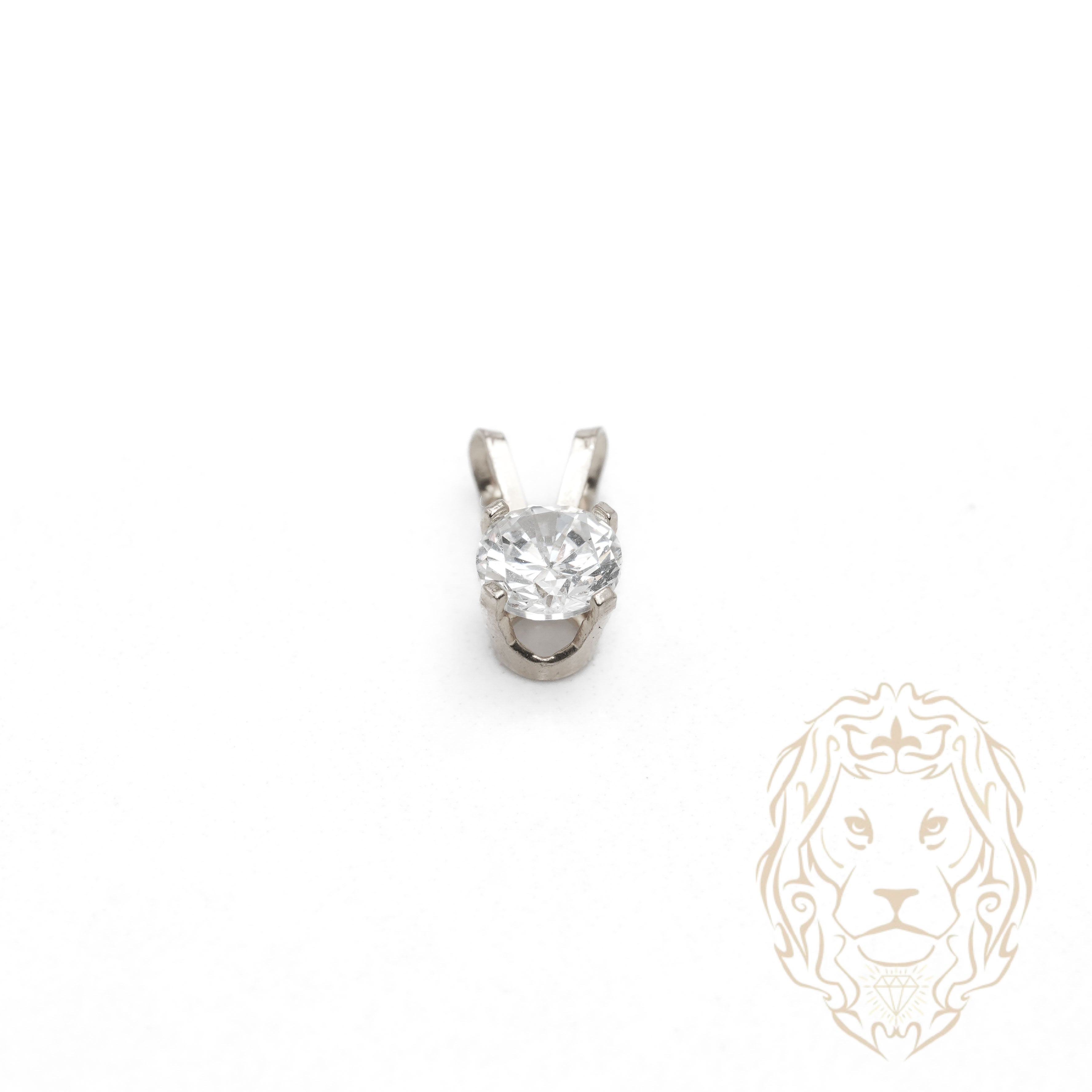 Pendentif - Or 10K blanc solitaire zircone cubique coupe rond brillant 0.75PTS / 6mm - PEG1195