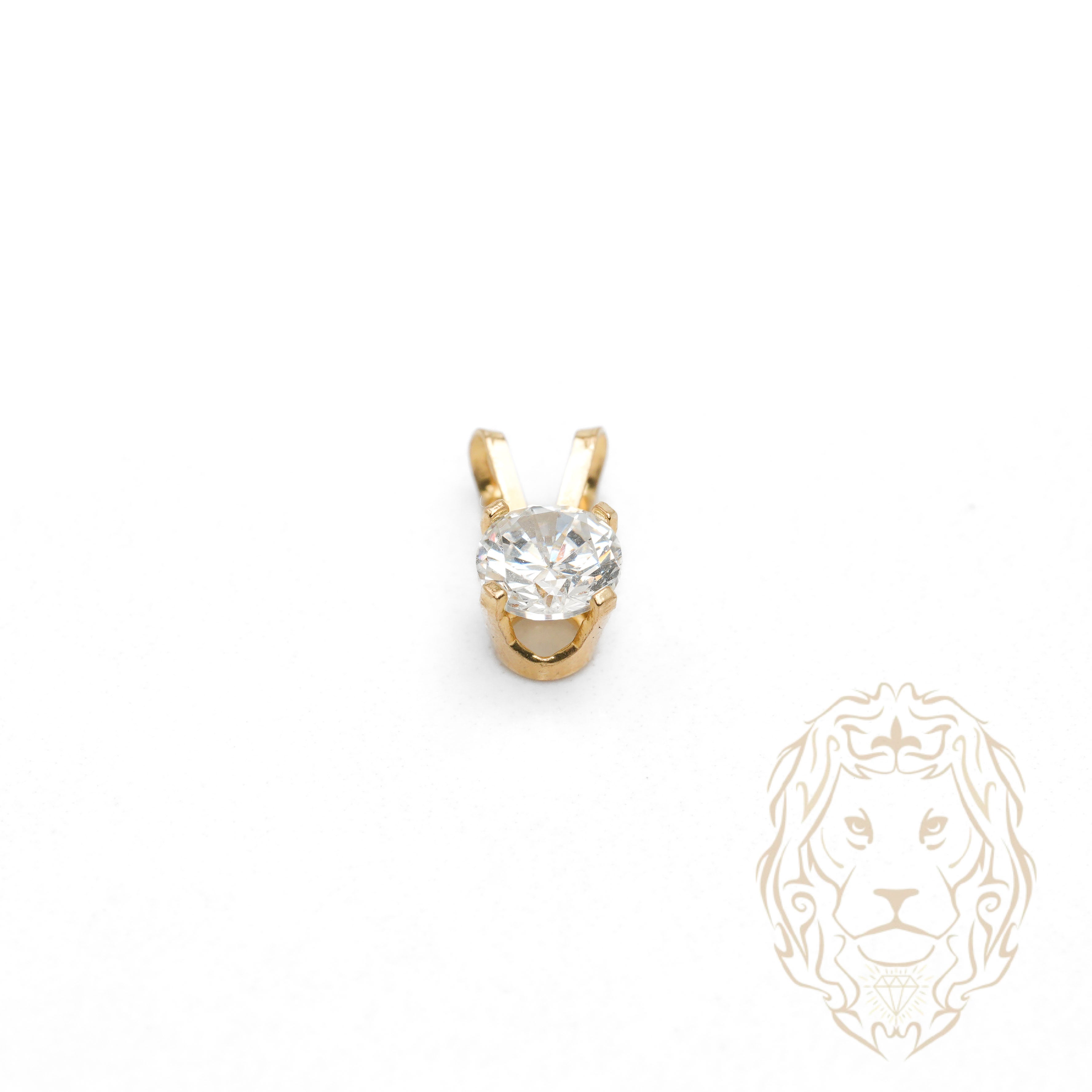 Pendentif - Or 10K jaune solitaire zircone cubique coupe rond brillant 0.75PTS / 6mm - PEG1187