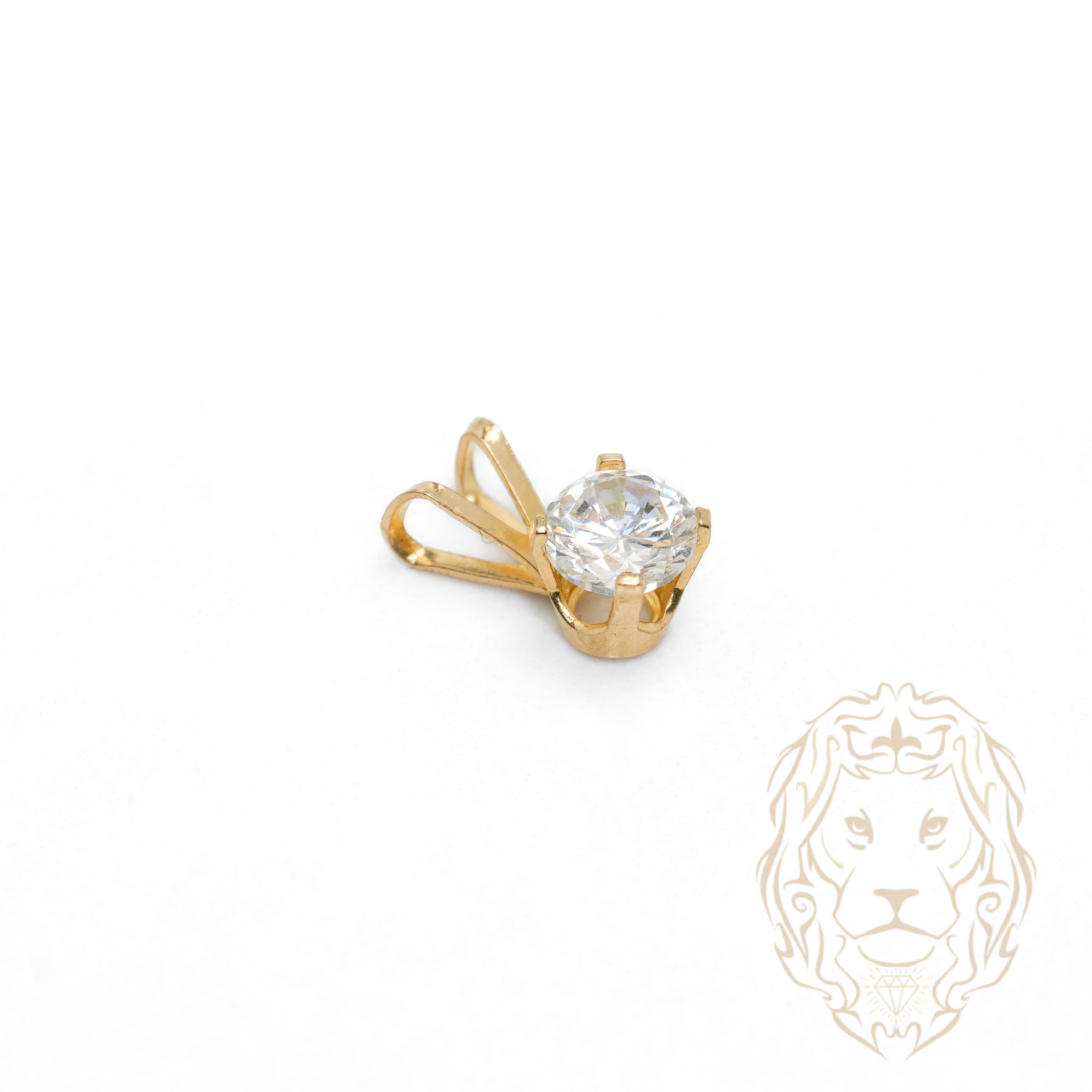 Pendentif - Or 10K jaune solitaire zircone cubique coupe rond brillant 0.75PTS / 6mm - PEG1187
