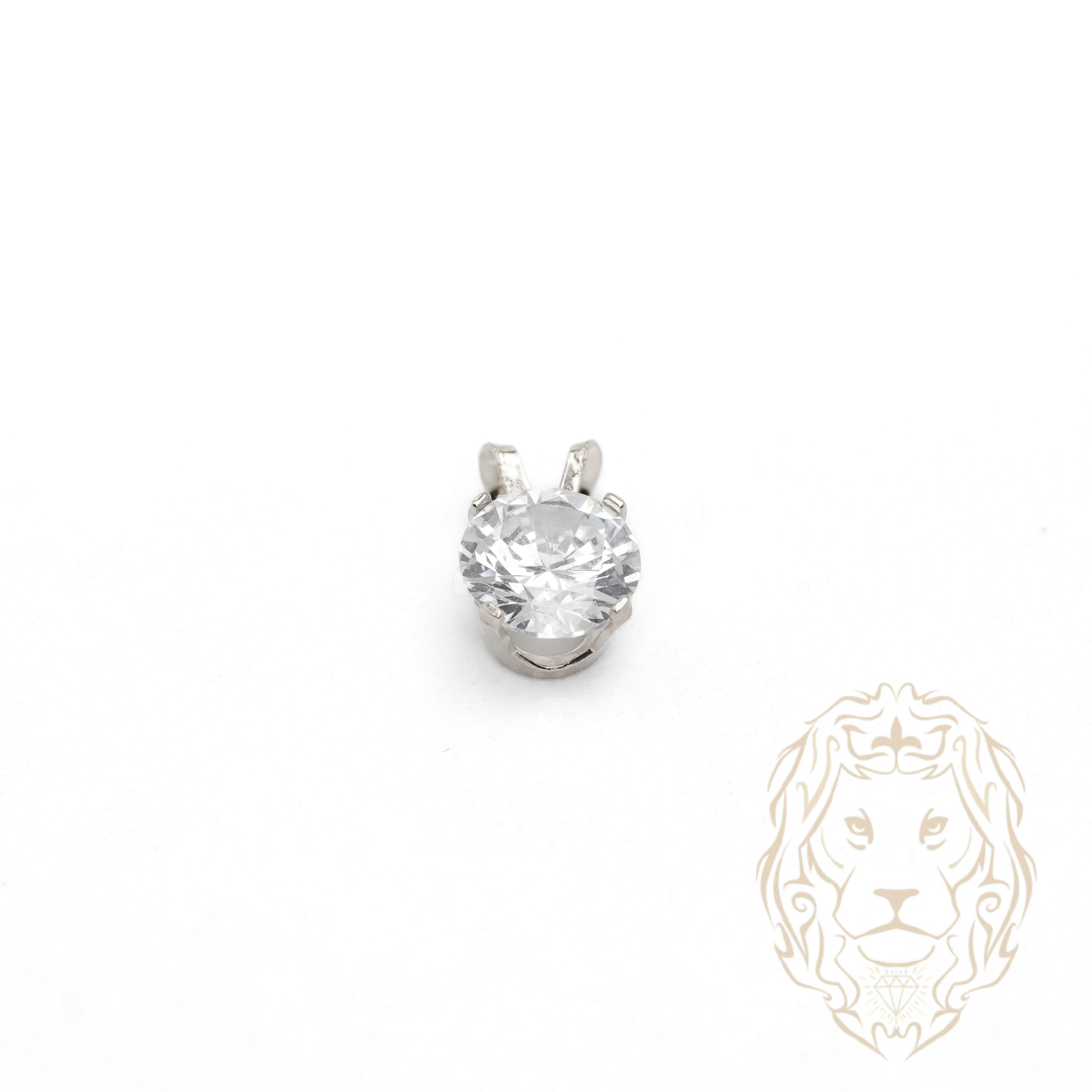 Pendentif - Or 10K blanc solitaire zircone cubique coupe rond brillant 1.00PTS / 6.5mm - PEG1196