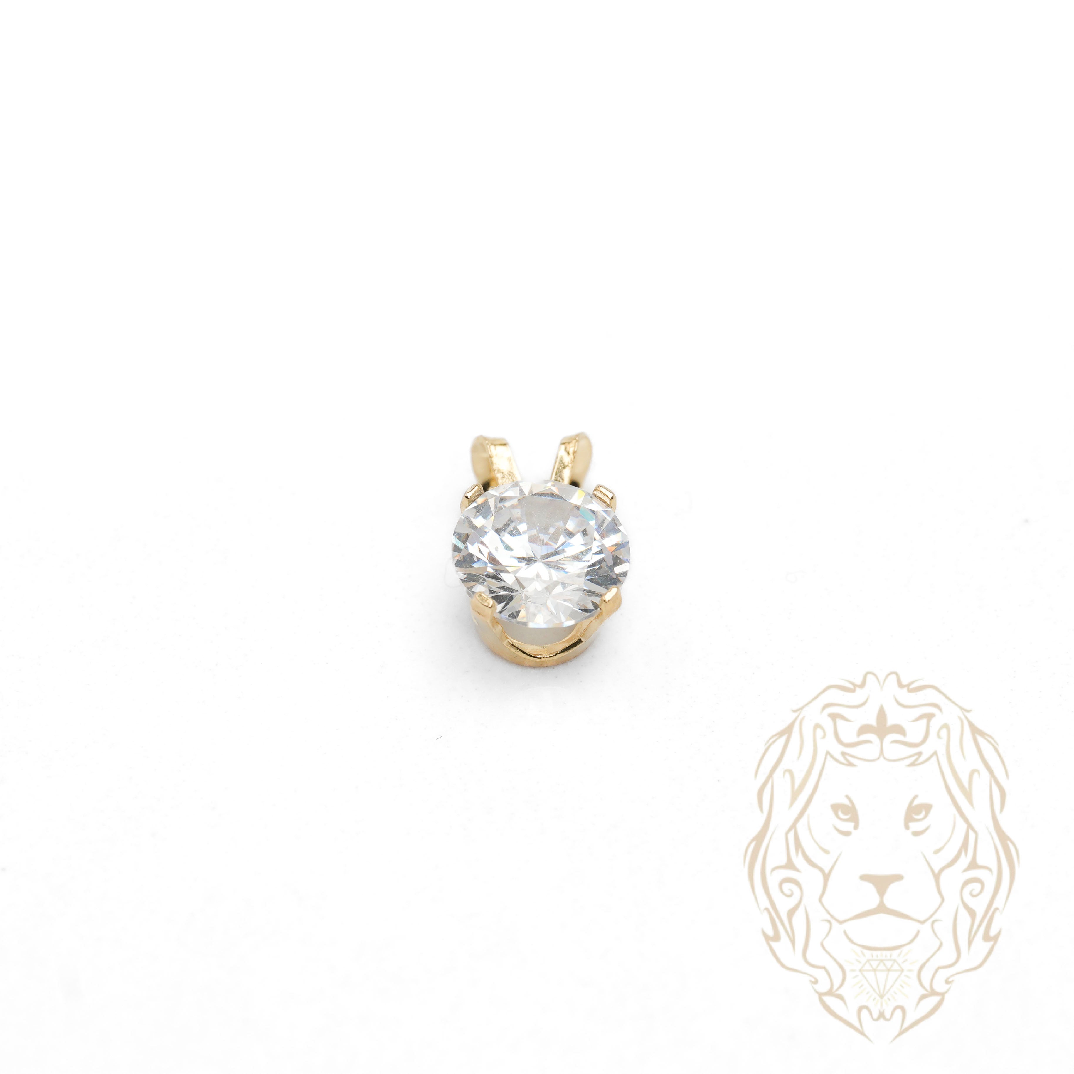Pendentif - Or 10K jaune solitaire zircone cubique coupe rond brillant 1.00PTS / 6.5mm - PEG1188