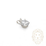 Pendentif - Or 10K blanc solitaire zircone cubique coupe rond brillant 1.00PTS / 6.5mm - PEG1196