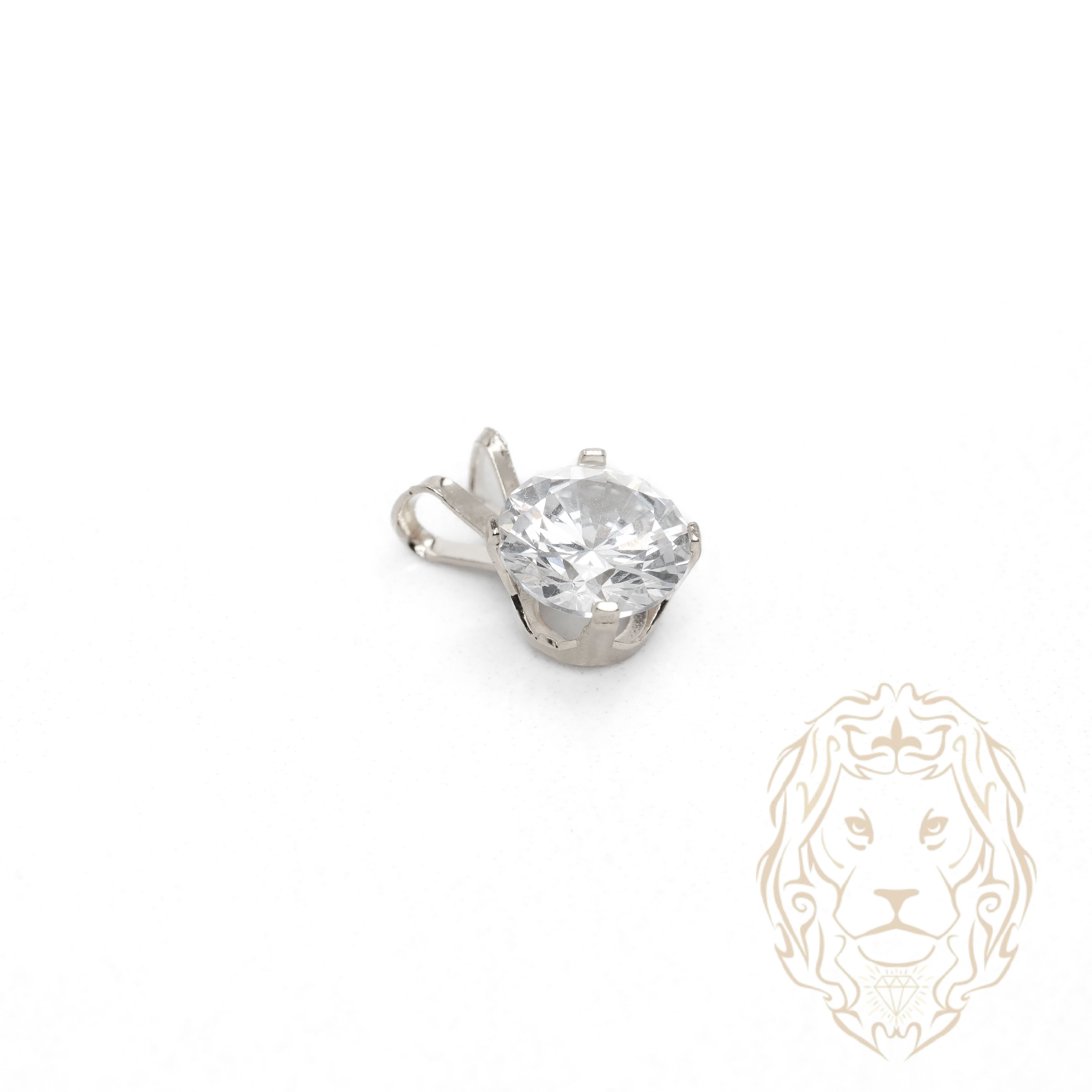 Pendentif - Or 10K blanc solitaire zircone cubique coupe rond brillant 1.00PTS / 6.5mm - PEG1196