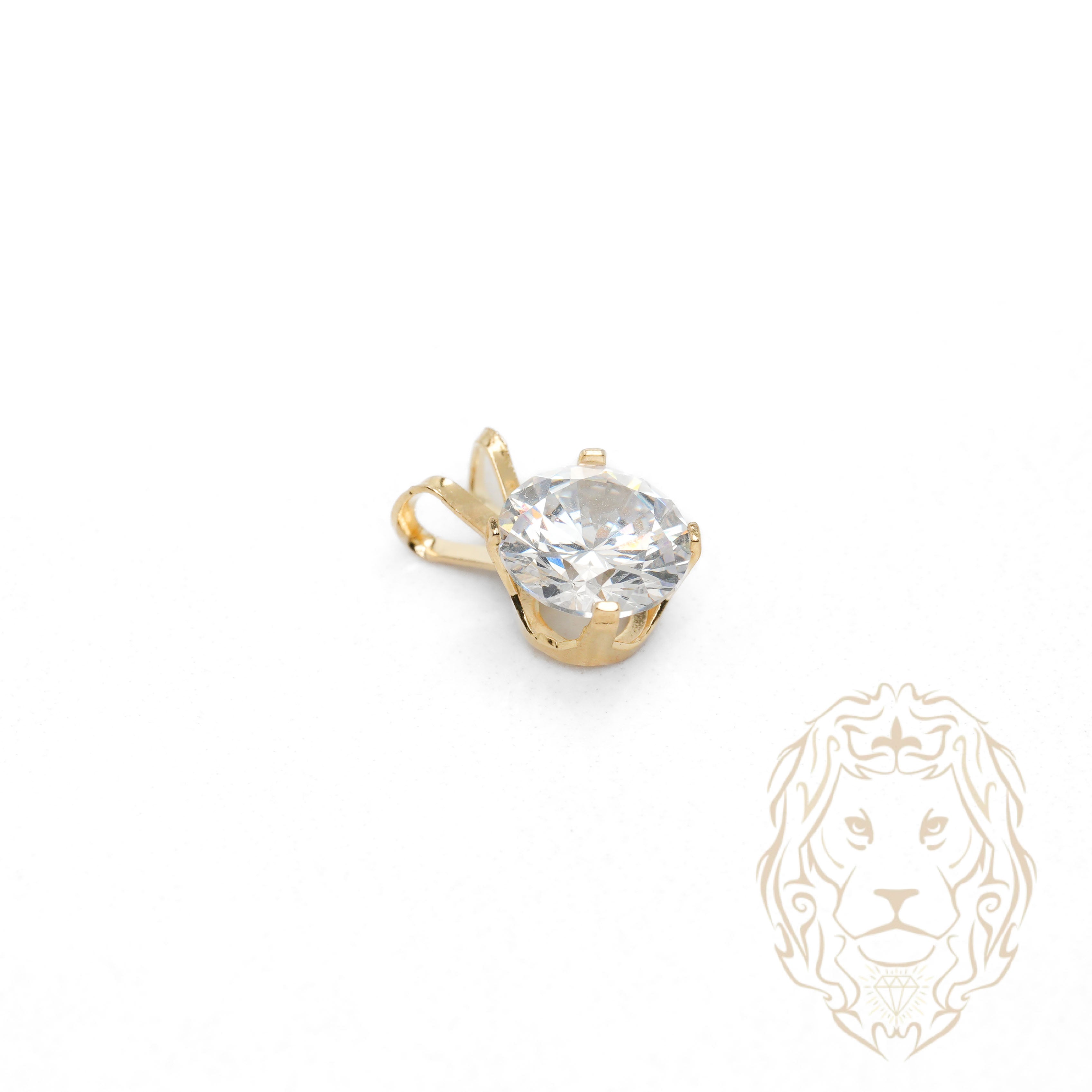 Pendentif - Or 10K jaune solitaire zircone cubique coupe rond brillant 1.00PTS / 6.5mm - PEG1188
