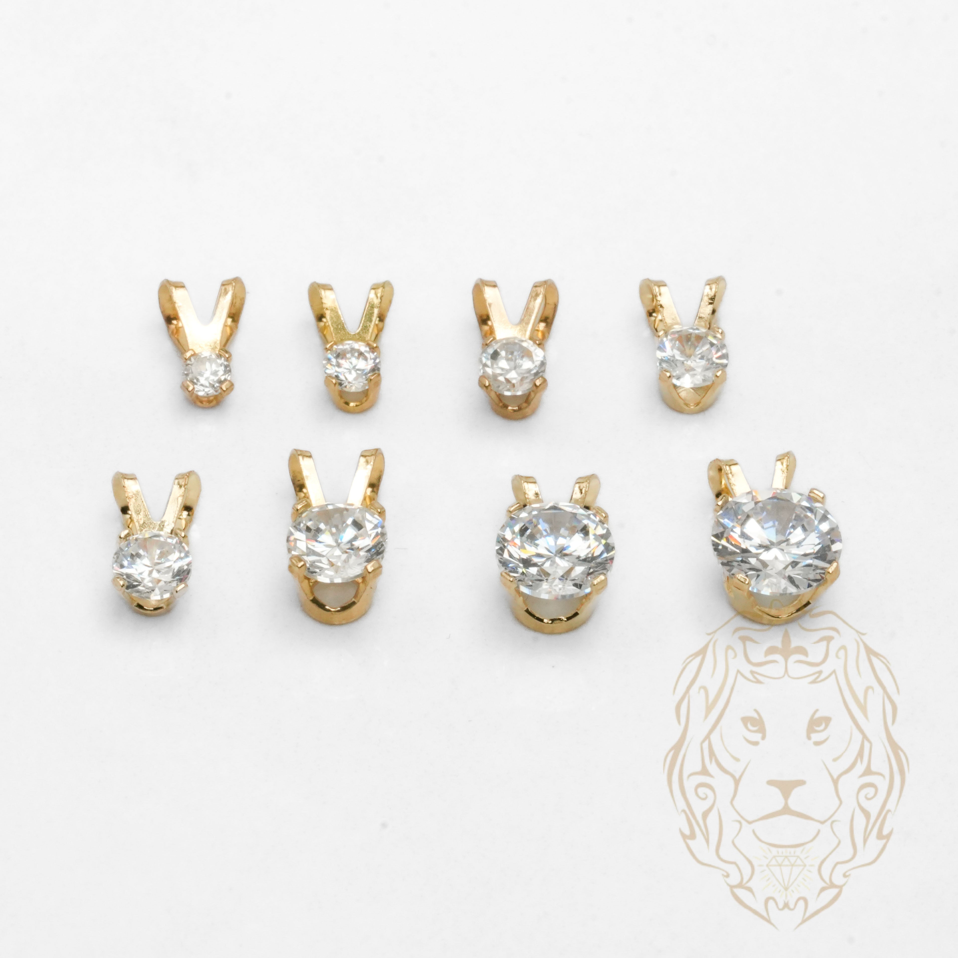 Pendentif - Or 10K jaune solitaire zircone cubique coupe rond brillant 1.00PTS / 6.5mm - PEG1188
