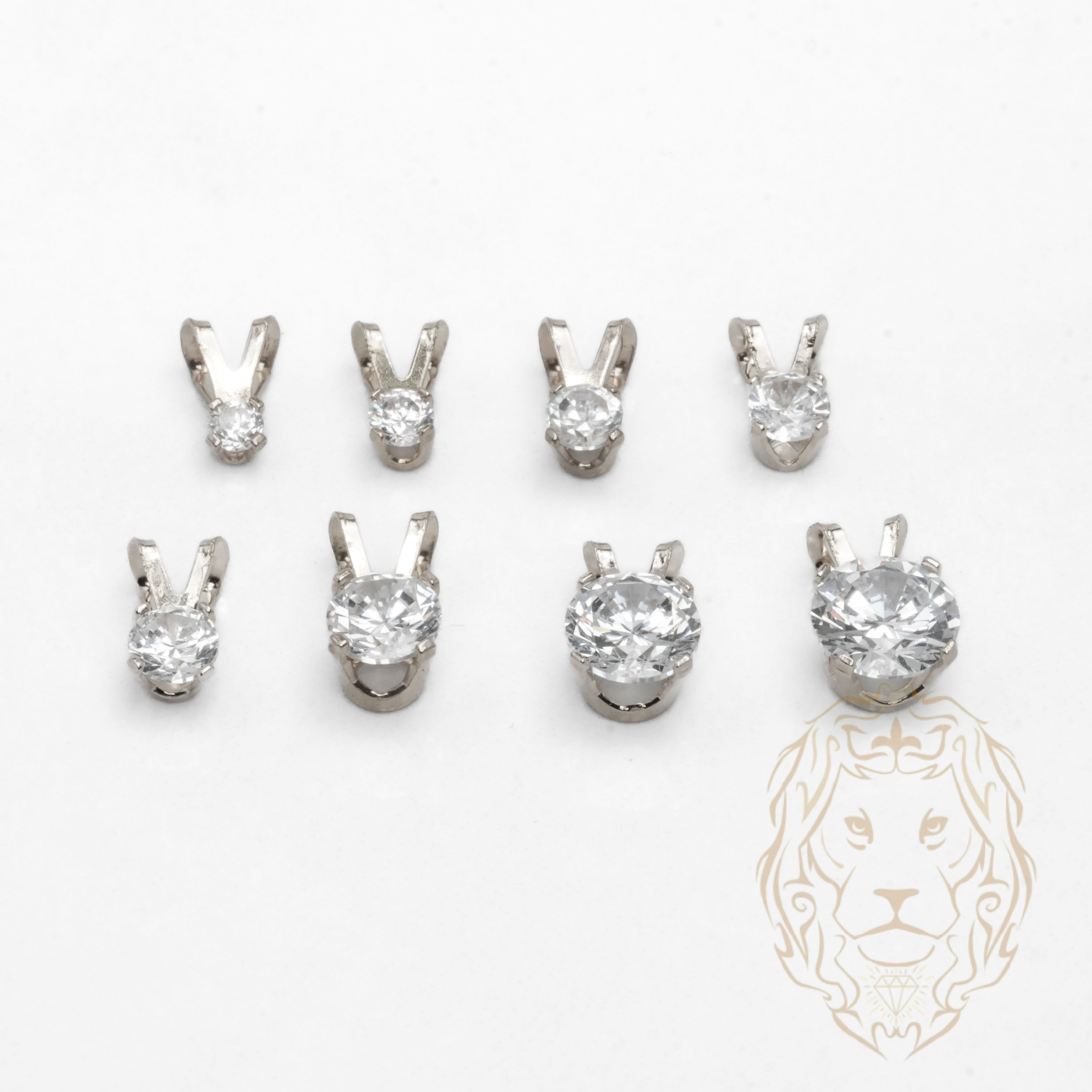 Pendentif - Or 10K blanc solitaire zircone cubique coupe rond brillant 0.05PTS / 2.5mm - PEG1189