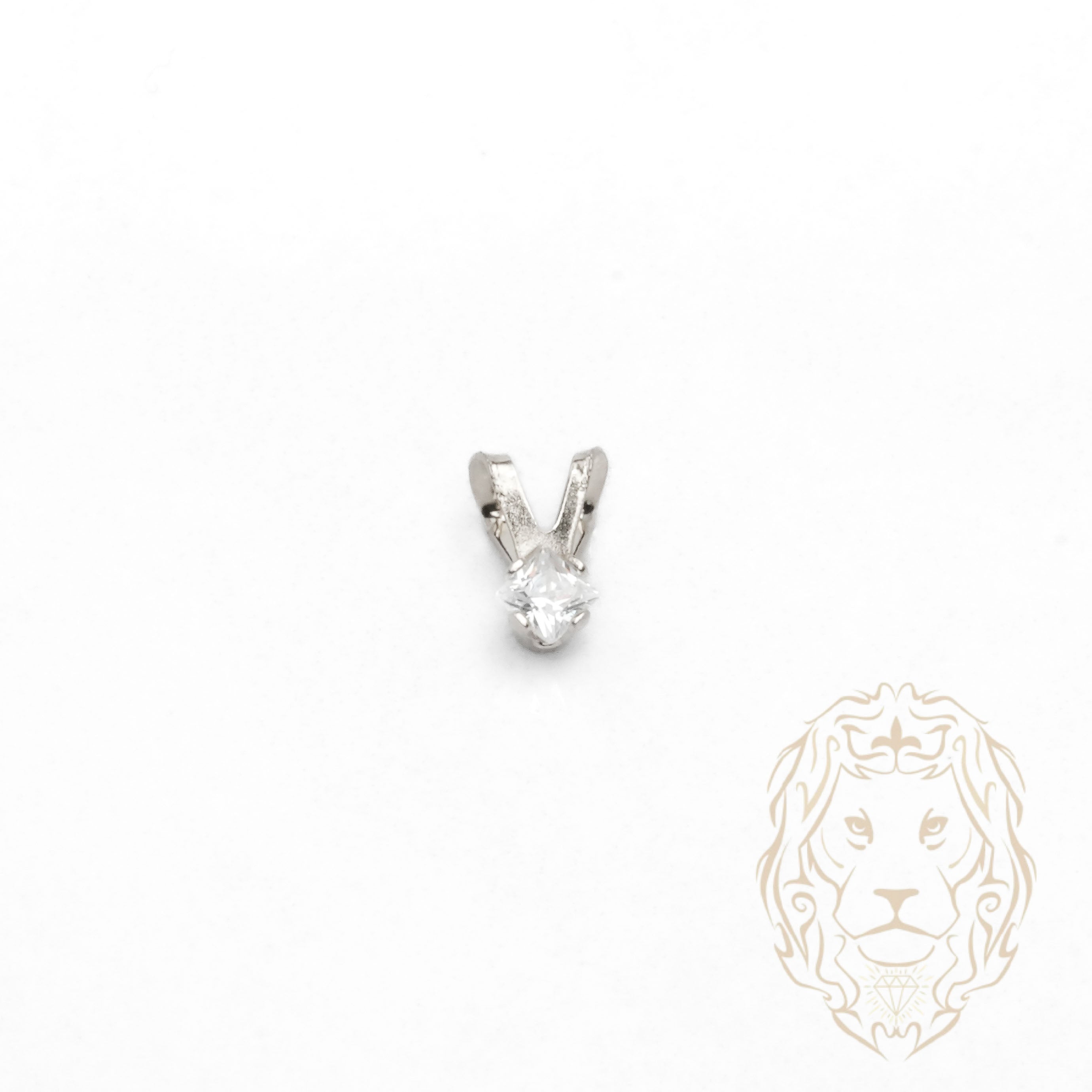 Pendentif - Or 10K blanc solitaire zircone cubique coupe princesse 0.05PTS / 2.5mm - PEG1205