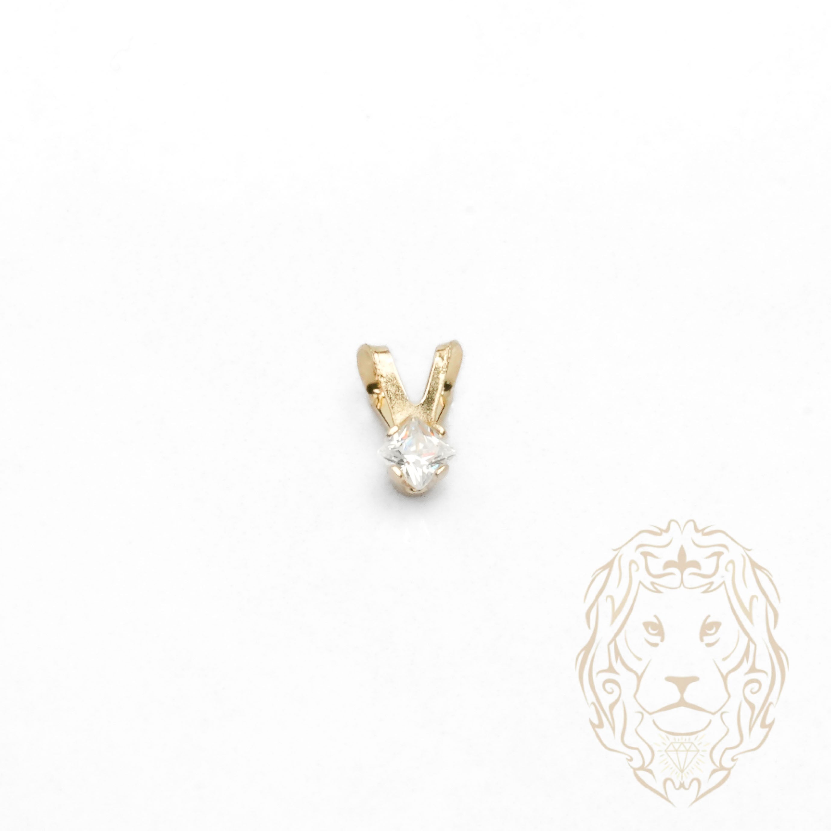 Pendentif - Or 10K jaune solitaire zircone cubique coupe princesse 0.05PTS / 2.5mm - PEG1197