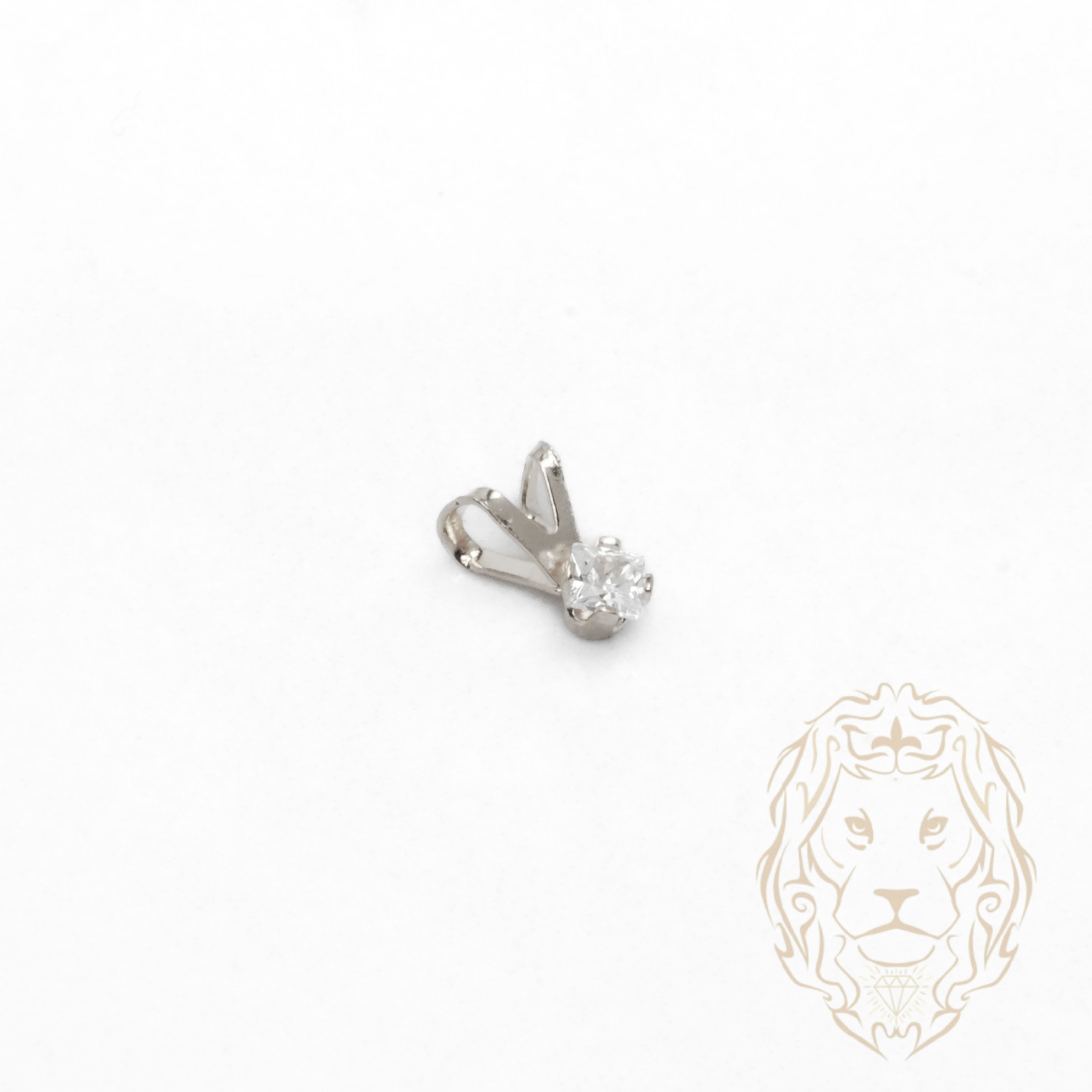 Pendentif - Or 10K blanc solitaire zircone cubique coupe princesse 0.05PTS / 2.5mm - PEG1205