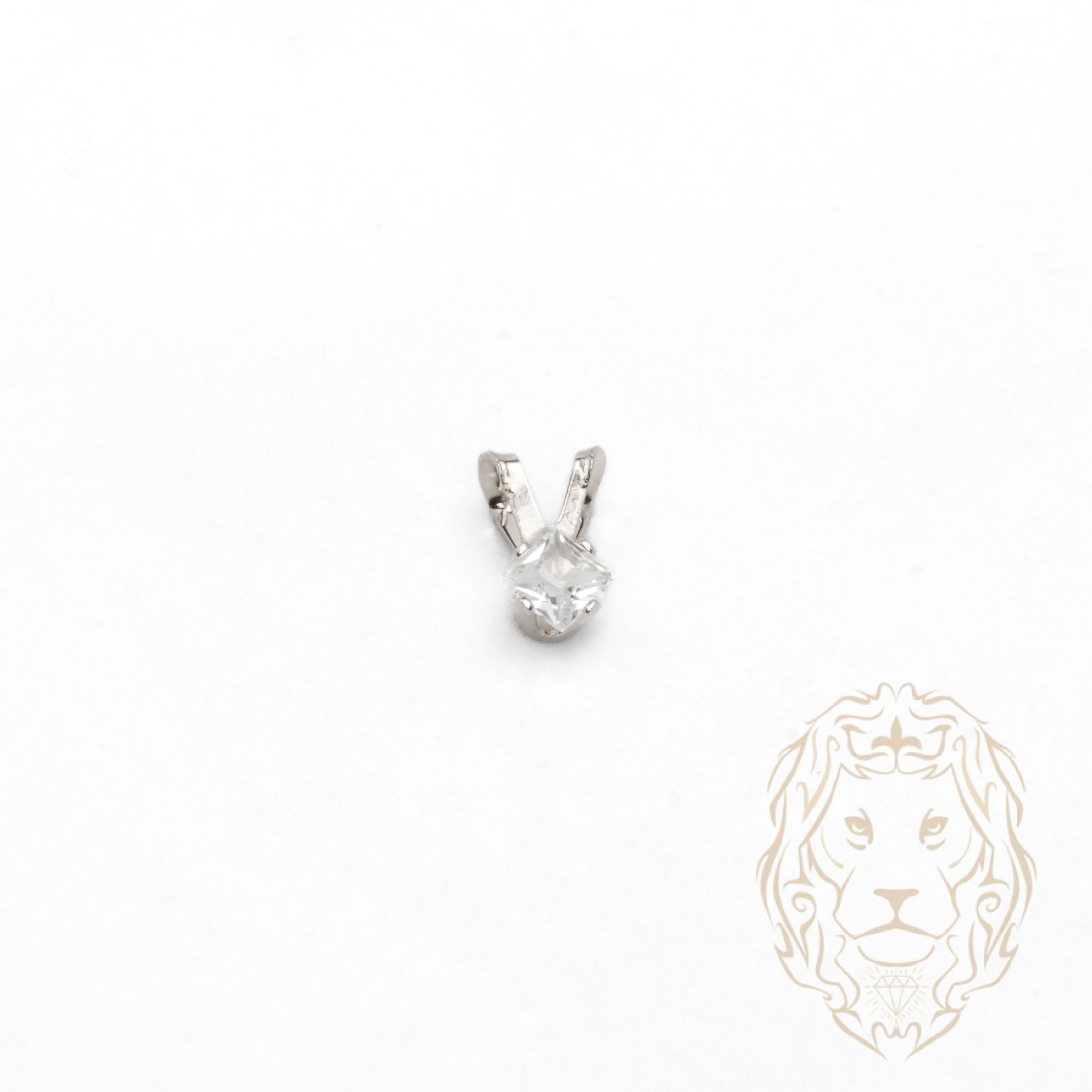 Pendentif - Or 10K blanc solitaire zircone cubique coupe princesse 0.10PTS / 3mm - PEG1206