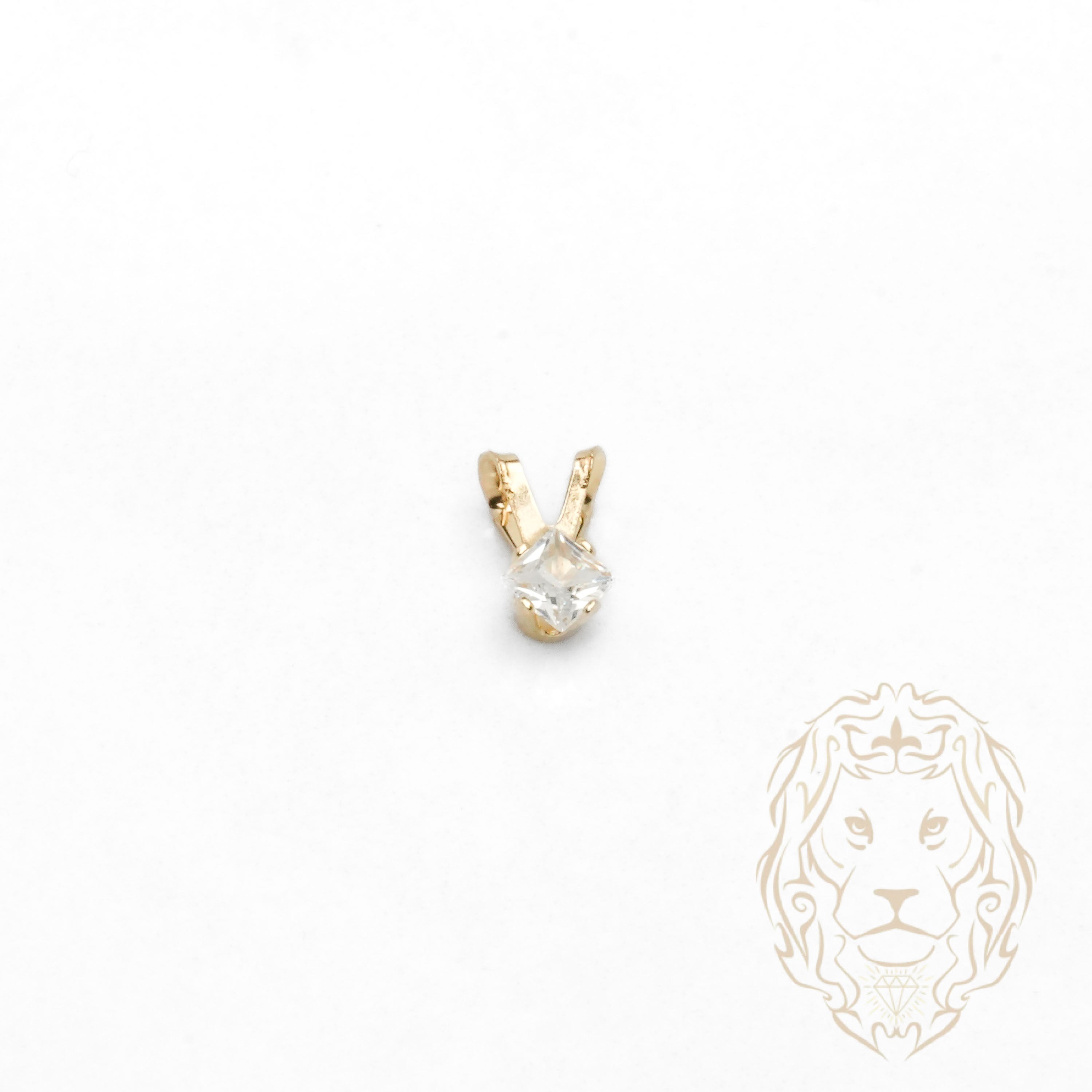 Pendentif - Or 10K jaune solitaire zircone cubique coupe princesse 0.10PTS / 3mm - PEG1198