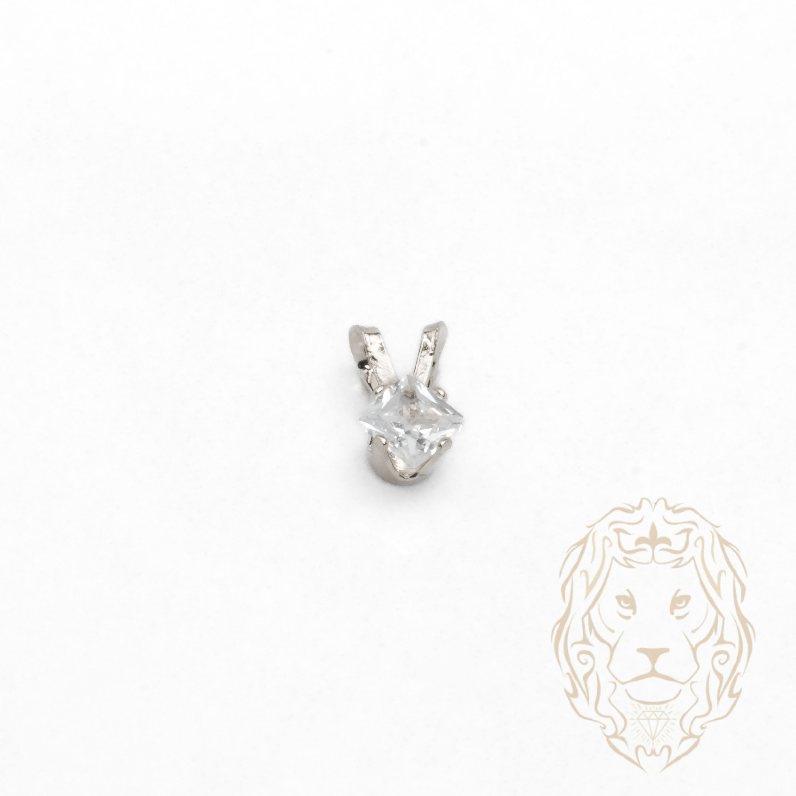 Pendentif - Or 10K blanc solitaire zircone cubique coupe princesse 0.15PTS / 3.5mm - PEG1207