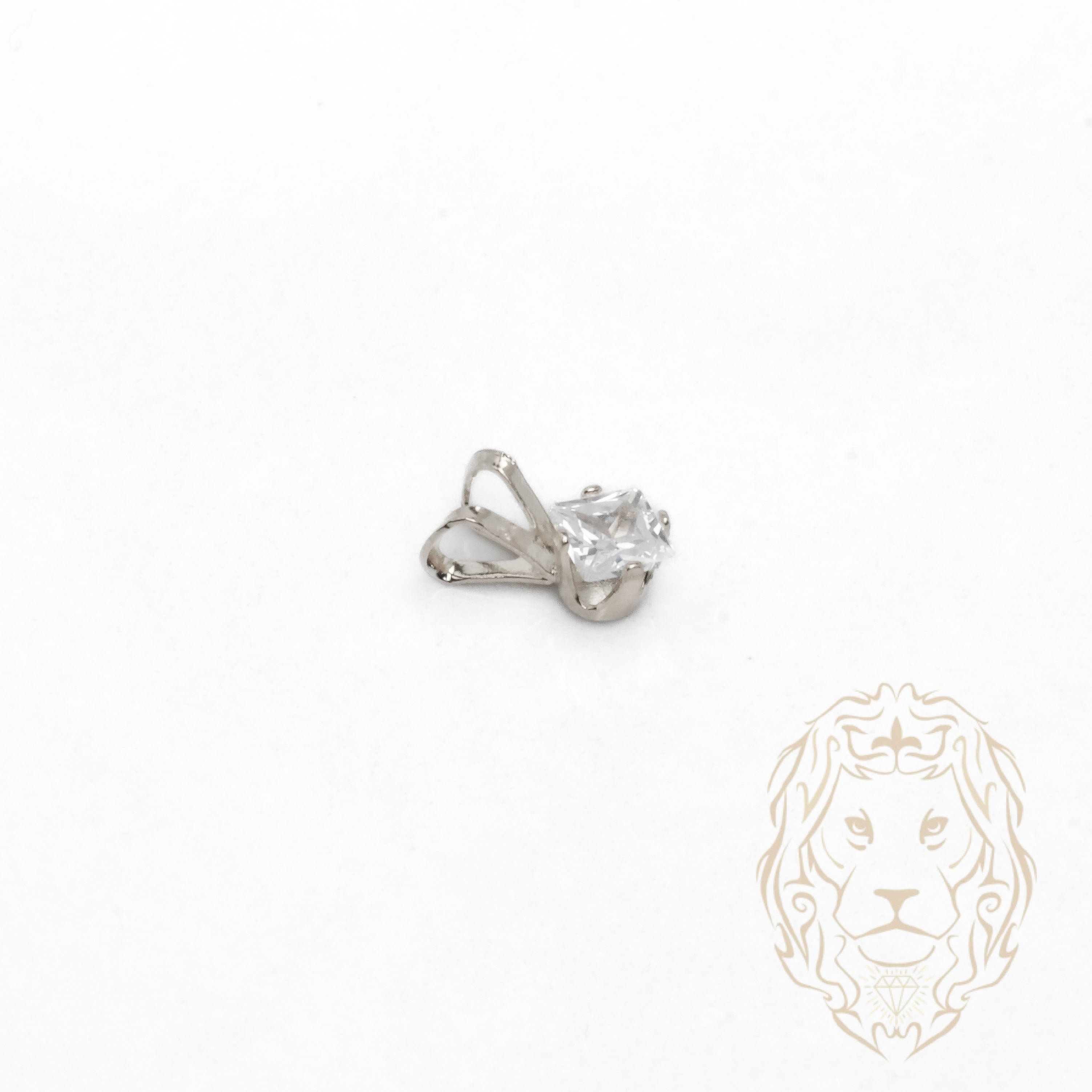 Pendentif - Or 10K blanc solitaire zircone cubique coupe princesse 0.15PTS / 3.5mm - PEG1207