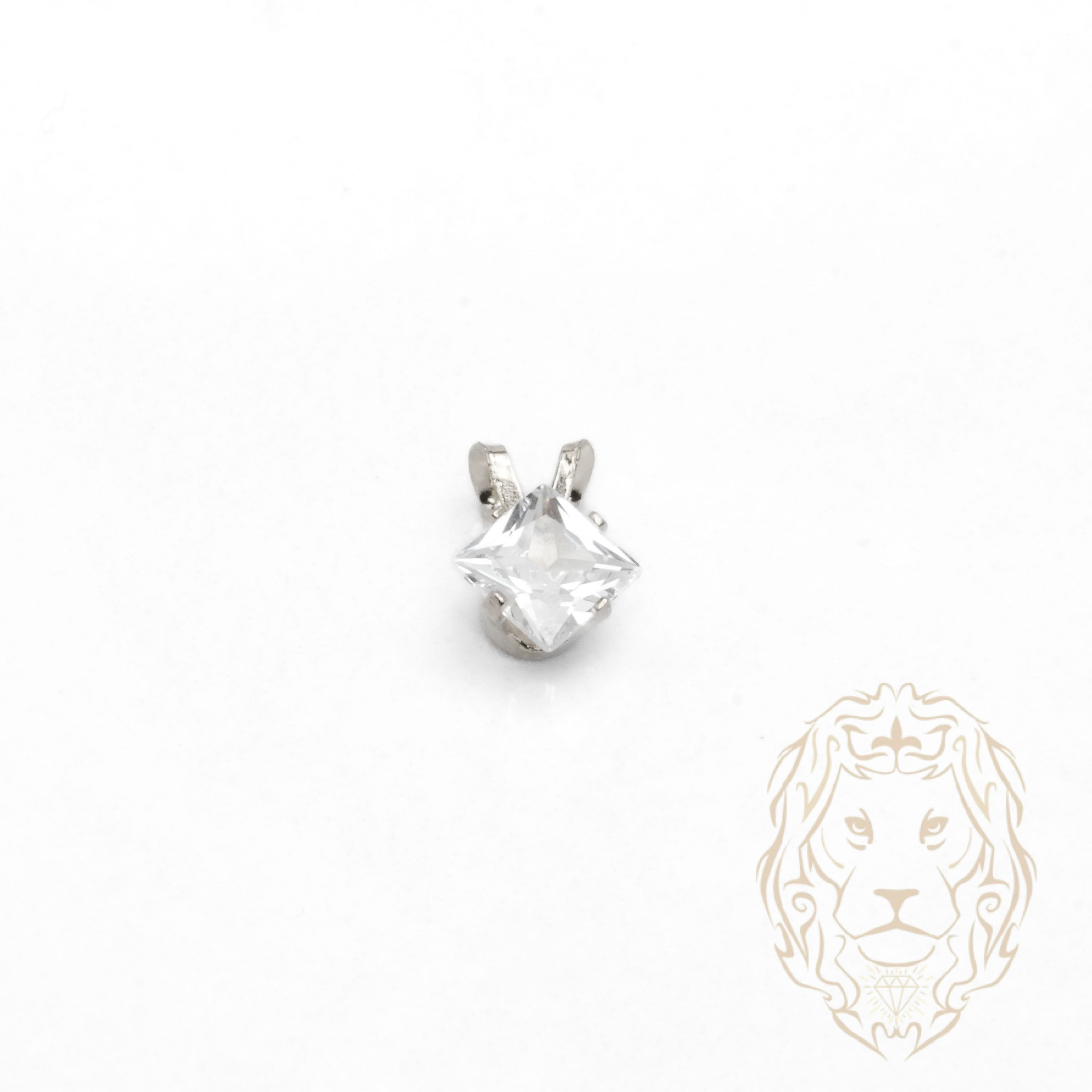Pendentif - Or 10K blanc solitaire zircone cubique coupe princesse 0.75PTS / 6mm - PEG1211
