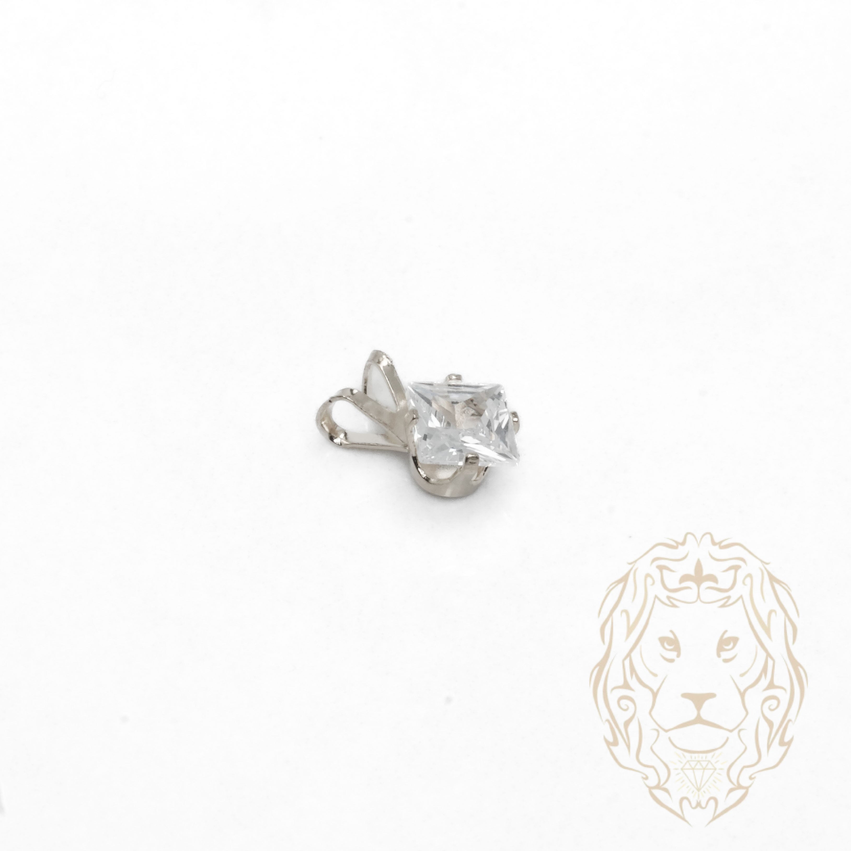 Pendentif - Or 10K blanc solitaire zircone cubique coupe princesse 0.75PTS / 6mm - PEG1211