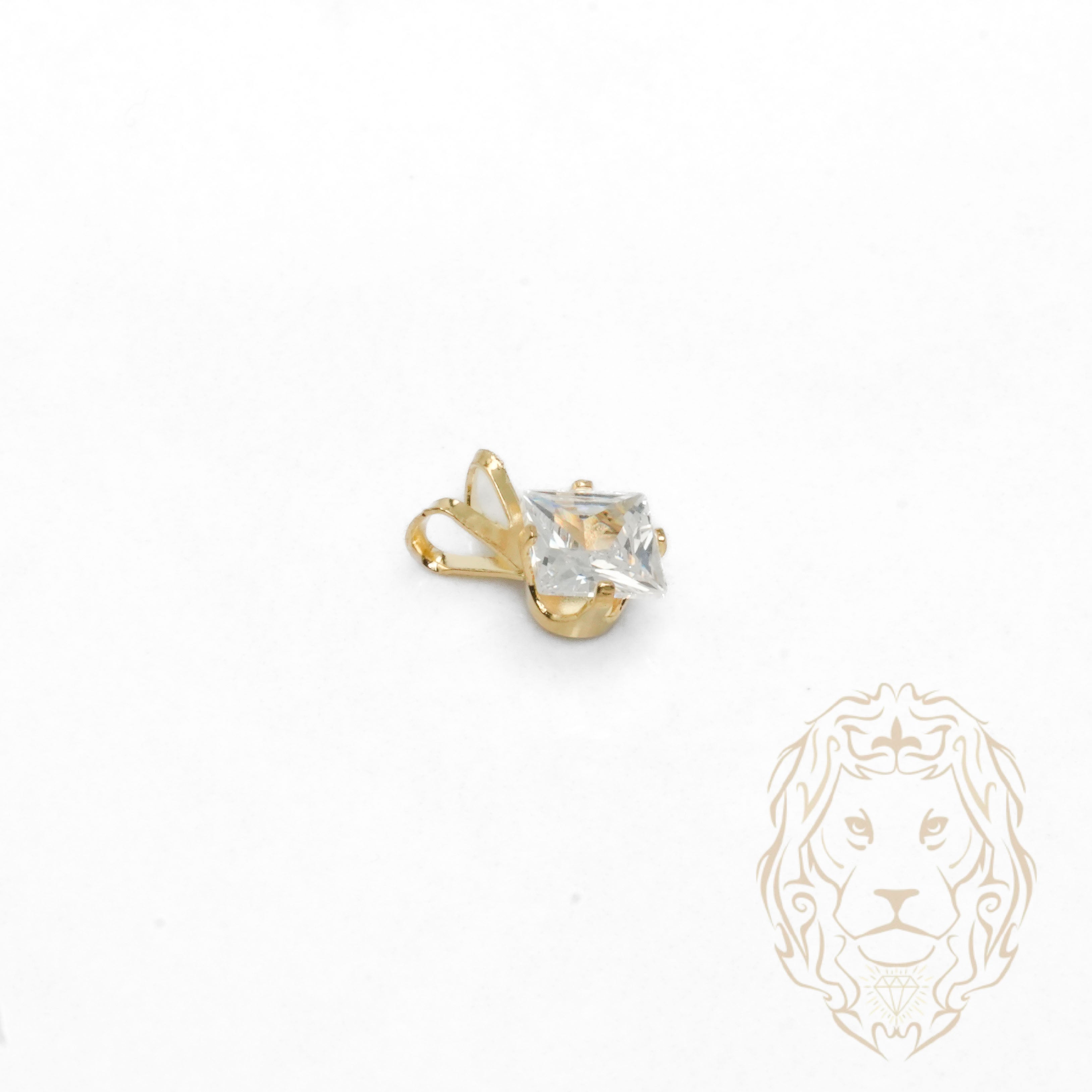 Pendentif - Or 10K jaune solitaire zircone cubique coupe princesse 0.75PTS / 6mm - PEG1203