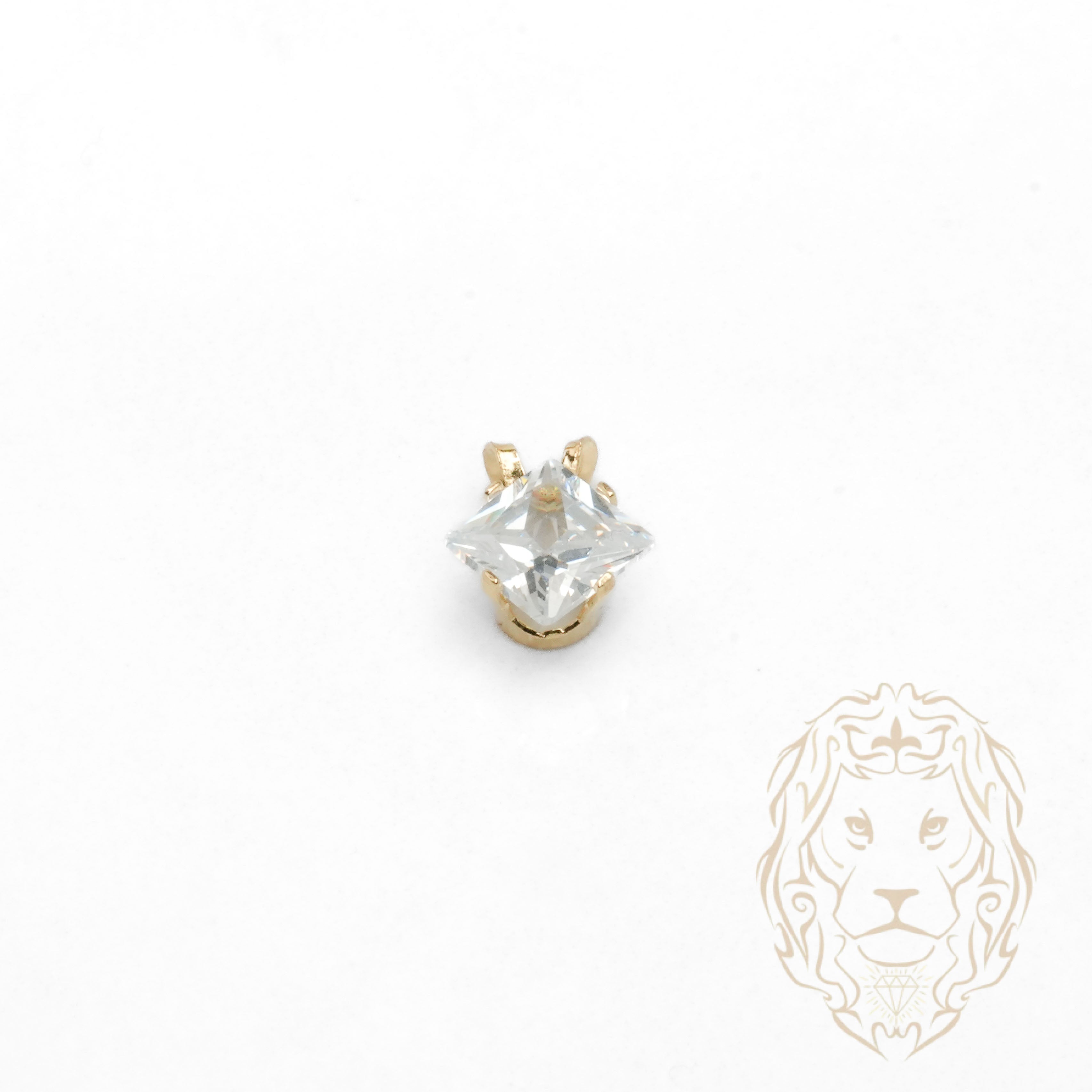 Pendentif - Or 10K jaune solitaire zircone cubique coupe princesse 1.00PTS / 6.5mm - PEG1204
