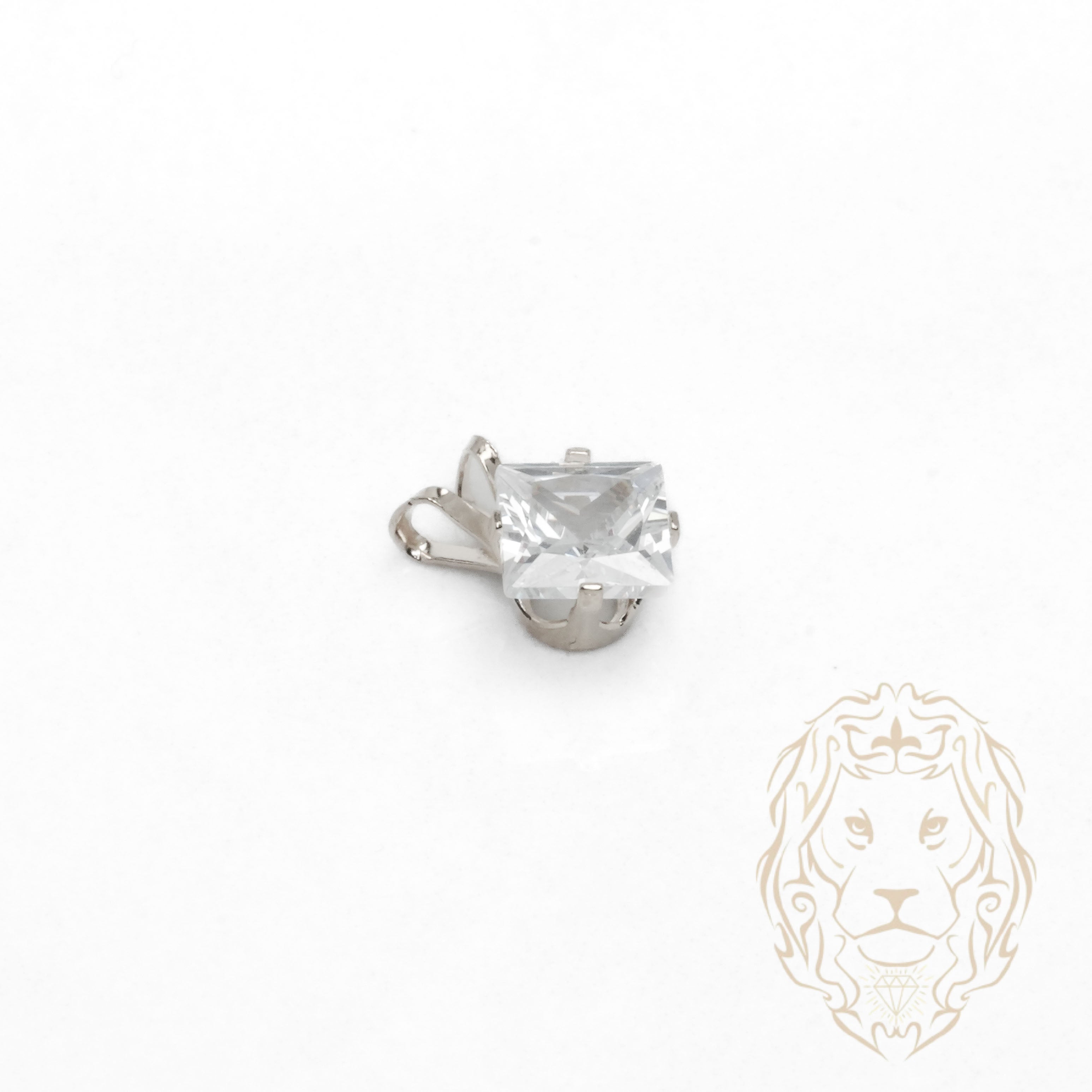 Pendentif - Or 10K blanc solitaire zircone cubique coupe princesse 1.00PTS / 6.5mm - PEG1212