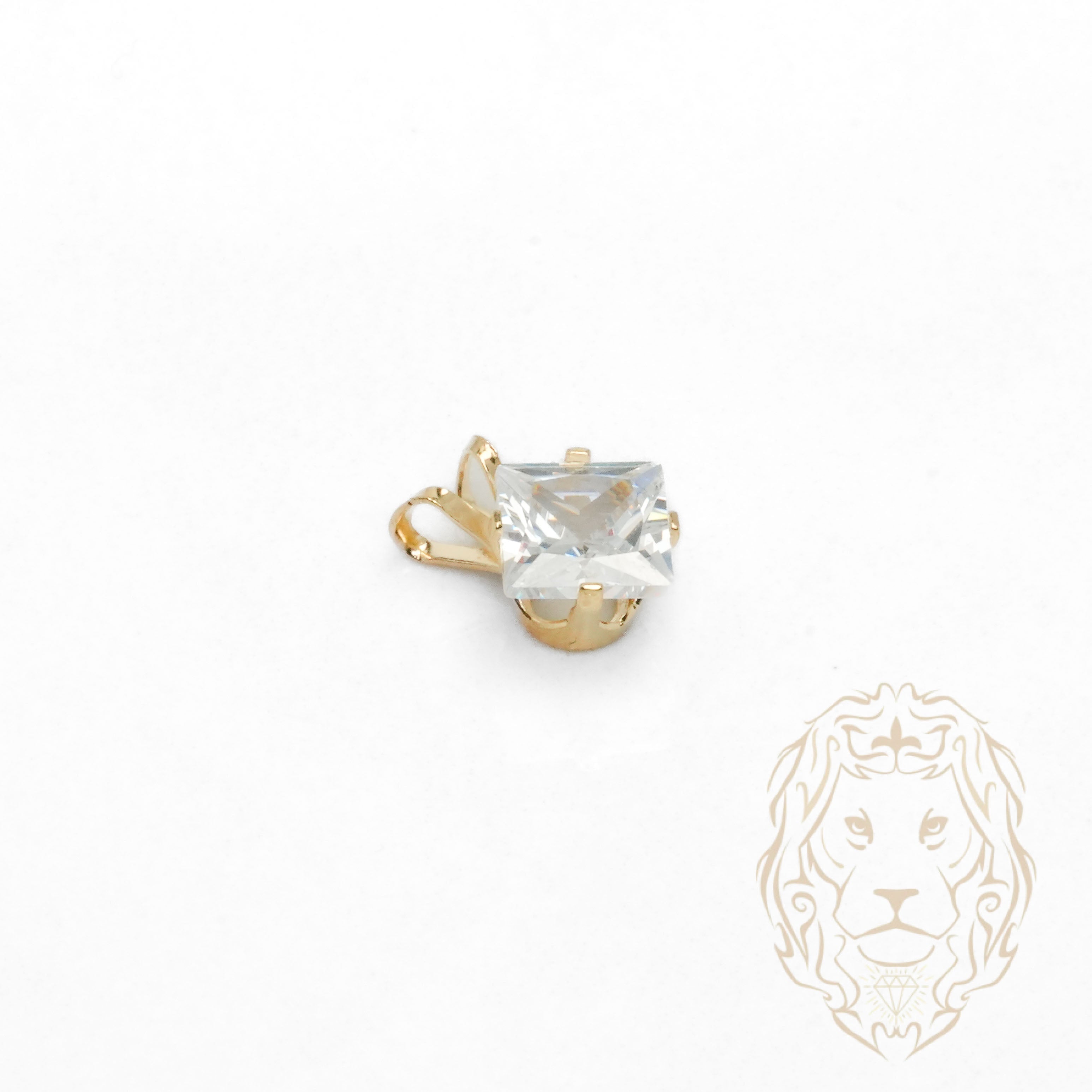 Pendentif - Or 10K jaune solitaire zircone cubique coupe princesse 1.00PTS / 6.5mm - PEG1204