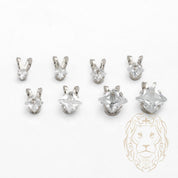 Pendentif - Or 10K blanc solitaire zircone cubique coupe princesse 0.05PTS / 2.5mm - PEG1205