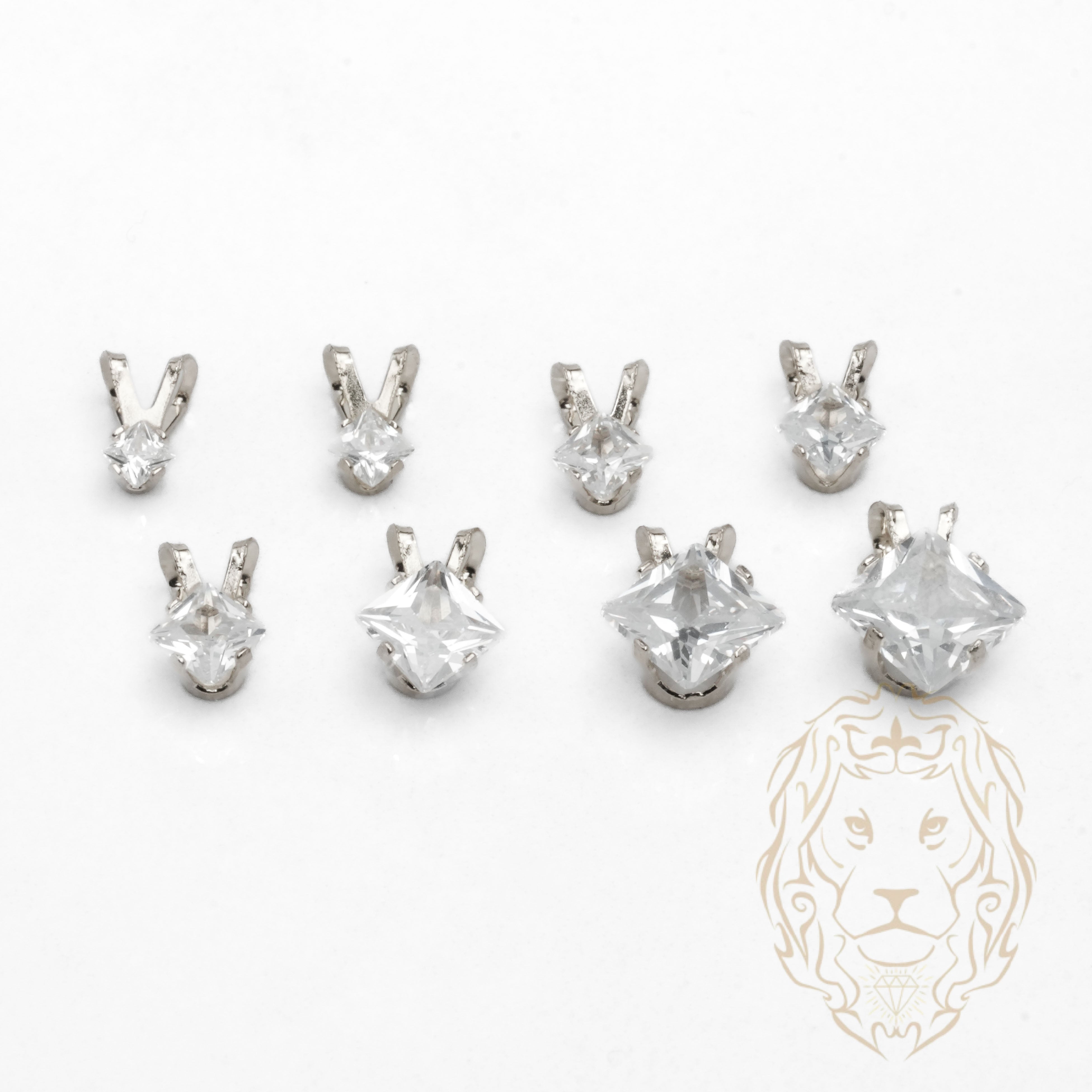 Pendentif - Or 10K blanc solitaire zircone cubique coupe princesse 0.05PTS / 2.5mm - PEG1205