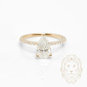 Bague de fiançailles - Or 14K jaune diamant de laboratoire coupe poire 1.54CT & monture semi-éternité mince 0.18TCW - RIGL123