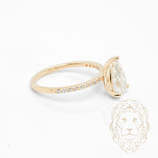Bague de fiançailles - Or 14K jaune diamant de laboratoire coupe poire 1.54CT & monture semi-éternité mince 0.18TCW - RIGL123