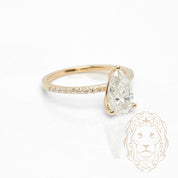 Bague de fiançailles - Or 14K jaune diamant de laboratoire coupe poire 1.54CT & monture semi-éternité mince 0.18TCW - RIGL123