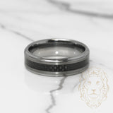Bague jonc - Tungstène noire & grise motif de tissage - RIT005