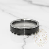 Bague jonc - Tungstène noire & grise finition brossée - RIT006