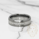 Bague jonc - Tungstène grise finition brossée et polie sertie de cz - RIT007