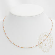 Chain - 10K Gold tricolor yellow, white & pink mixed twist & bullet 1.5mm - CHG552