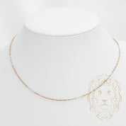 Chain - 10K gold tricolor yellow, white & pink mixed beads & bullet 1.2mm - CHG554