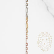 Chaîne - Or 10K tricolore jaune, blanc & rose figaro X câble finition florentine 2mm - CHG553