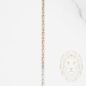 Chain - 10K gold tricolor yellow, white & pink mixed beads & bullet 1.2mm - CHG554