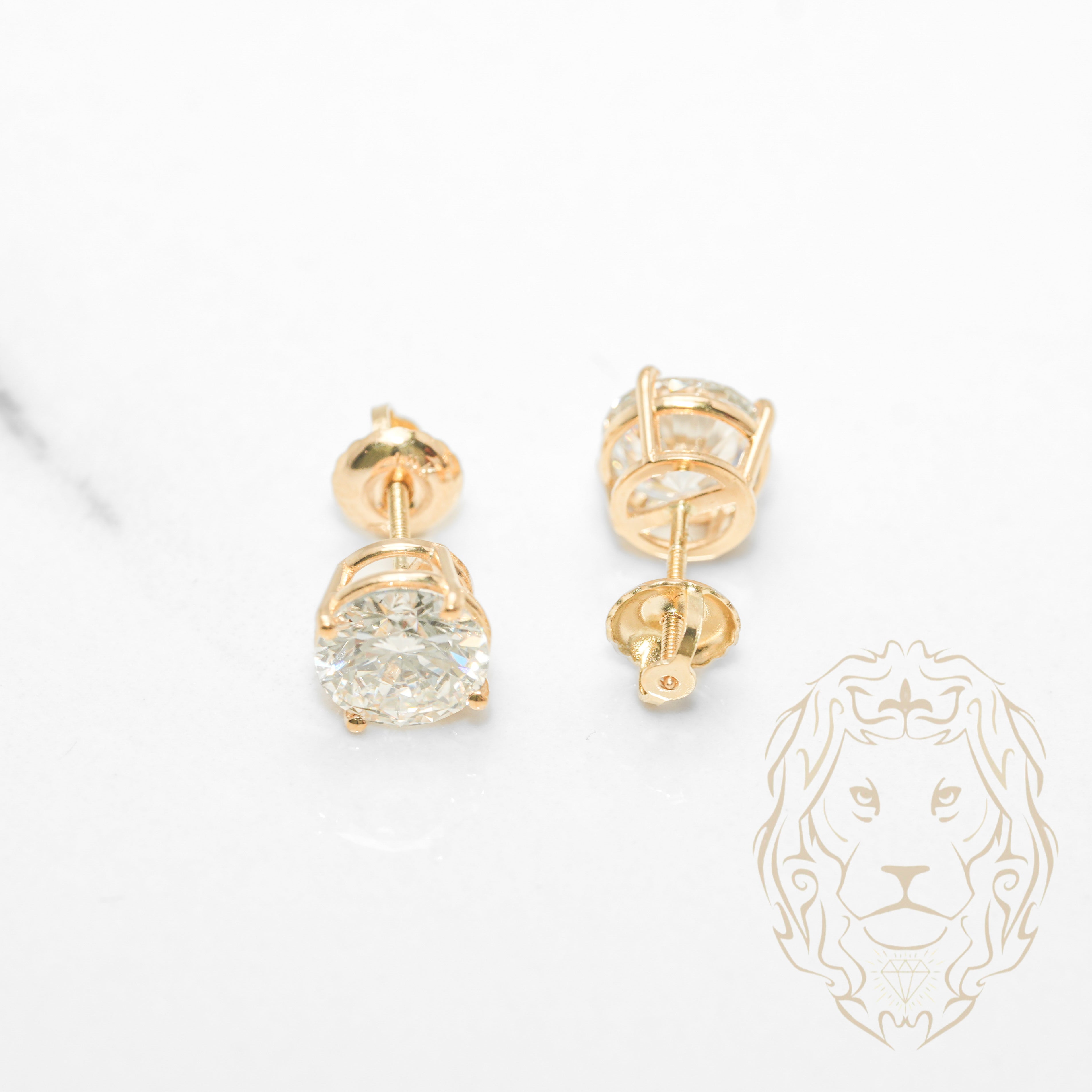 Studs à visser - Or 14K jaune diamant lab 1.10CT T.W. coupe rond brillant - BOGL055