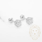 Screw Studs - 14K gold white diamond lab cut round brilliant 1.00CT - BOGL037