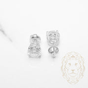 Screw Studs - 14K gold white diamond lab cut round brilliant 1.00CT - BOGL037