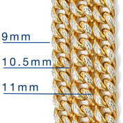 Chain - 10K Gold two-tone yellow & white links cuban cut diamond 10.5mm - CHG143