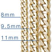 Chain - 10K Yellow Gold Cuban links monaco paved cz 9.5mm - CHG166
