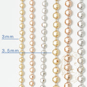 Chain - 10K yellow gold 3.5mm solid brilliant cut beads - CHG176