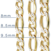 Chain - 10K two-tone yellow & white gold 8mm diamond-cut figaro links - CHG217