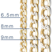 Chain - 10K Gold two-tone yellow & white curb links diamond cut 8mm - CHG228
