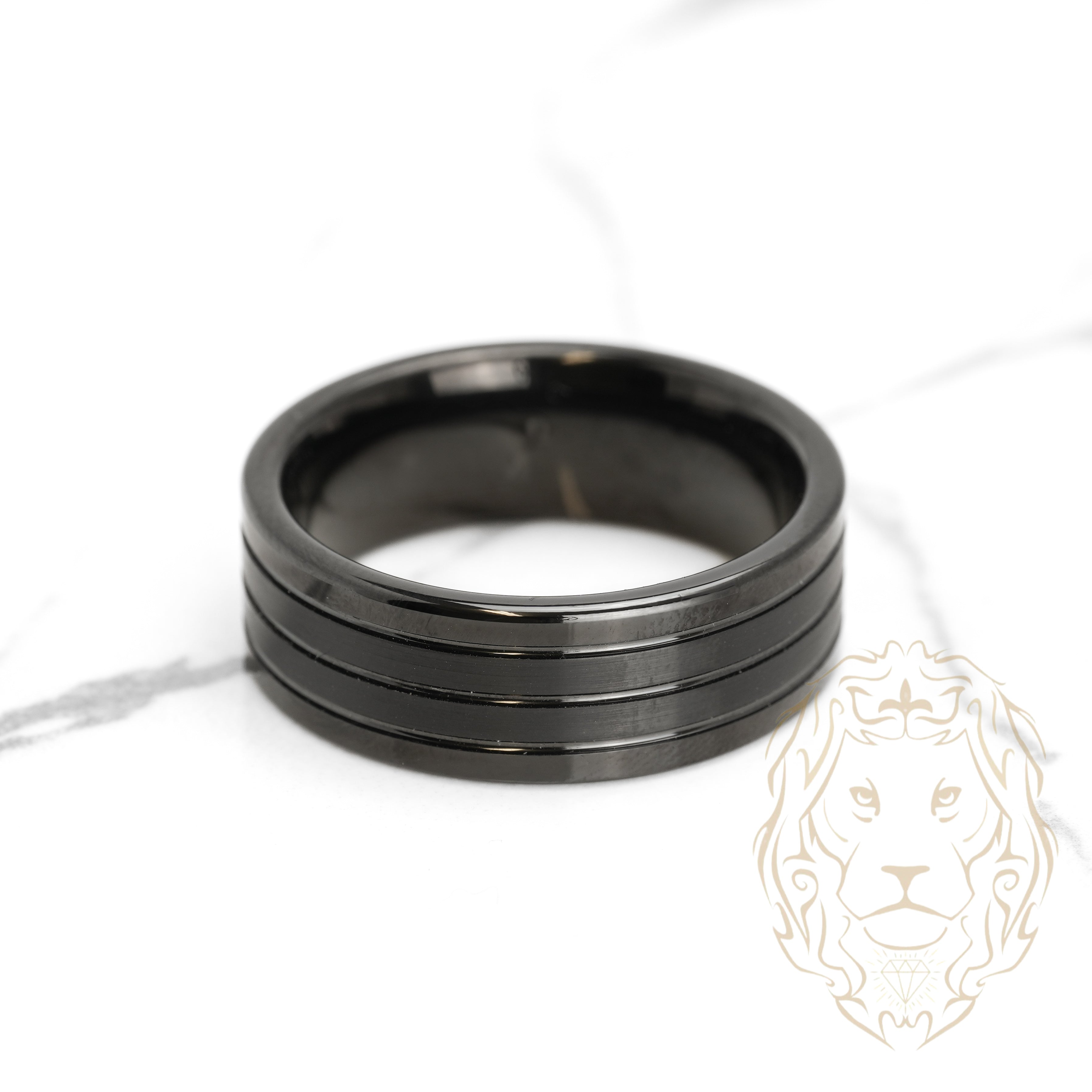 Ring - Black tungsten satin finish & polished grooves - RIT012