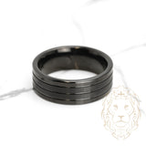 Ring - Black tungsten satin finish & polished grooves - RIT012