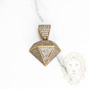 Pendant - 10K Gold two-tone yellow & white diamond paved with cz - PEG592