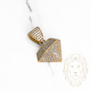 Pendant - 10K Gold two-tone yellow & white diamond paved with cz - PEG592