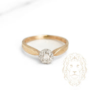 Engagement ring - 10K gold two-tone yellow & white solitaire natural diamond set illusion 0.10CT - RIGD246