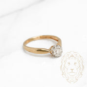 Engagement ring - 10K gold two-tone yellow & white solitaire natural diamond set illusion 0.10CT - RIGD246