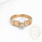 Bague de fiançailles - Or 14K jaune solitaire diamant naturel coupe rond brillant 0.10CT - RIGD248